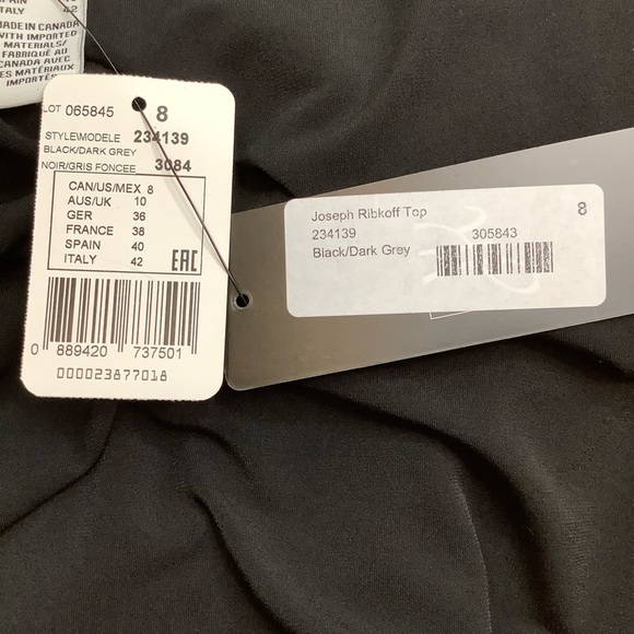 JOSEPH RIBKOFF Metallic Black & Silver Statement Sleeves Top Size 8 - Picture 10 of 13